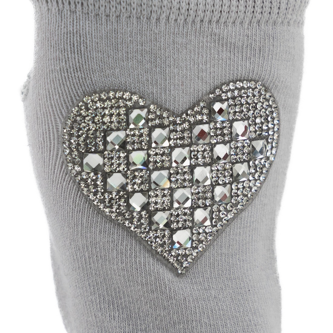 貴婦人のように、キラキラ手袋  　ハート・ライトグレイ