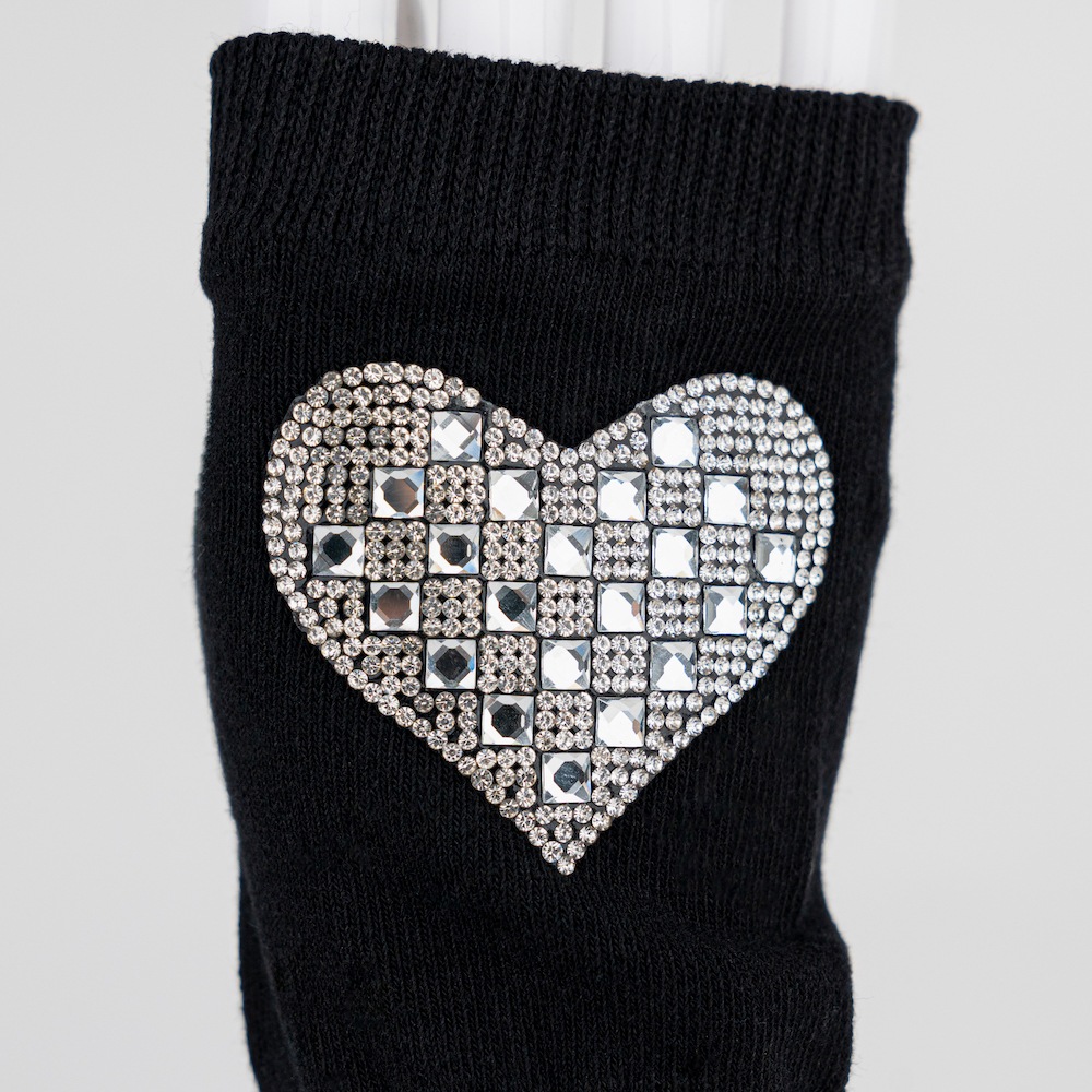 貴婦人のように、キラキラ手袋  　ハート・黒