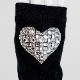 貴婦人のように、キラキラ手袋  　ハート・黒