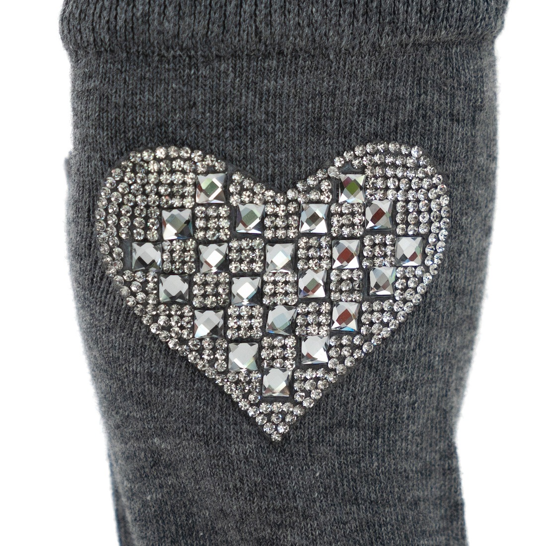 貴婦人のように、キラキラ手袋  　ハート・グレイ