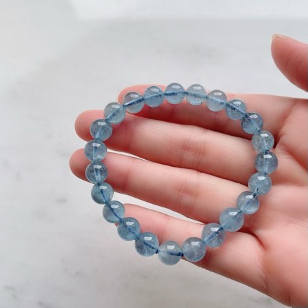 天然石　ディープアクアマリン8〜9ミリ ブレスレット 超美石】【レア】ディープ アクアマリン 8mm ブレスレット