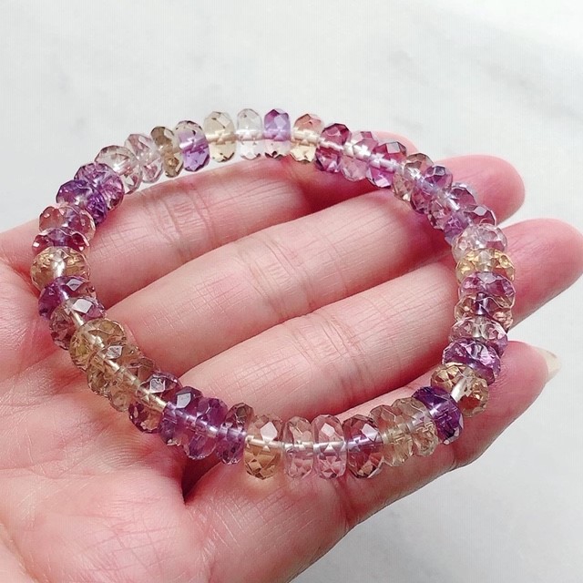 ラニ様専用　　ピンクアメジスト×シトリン　タンブル　ブレスレット 数量限定在庫サイズ限りアメトリン ブレスレット