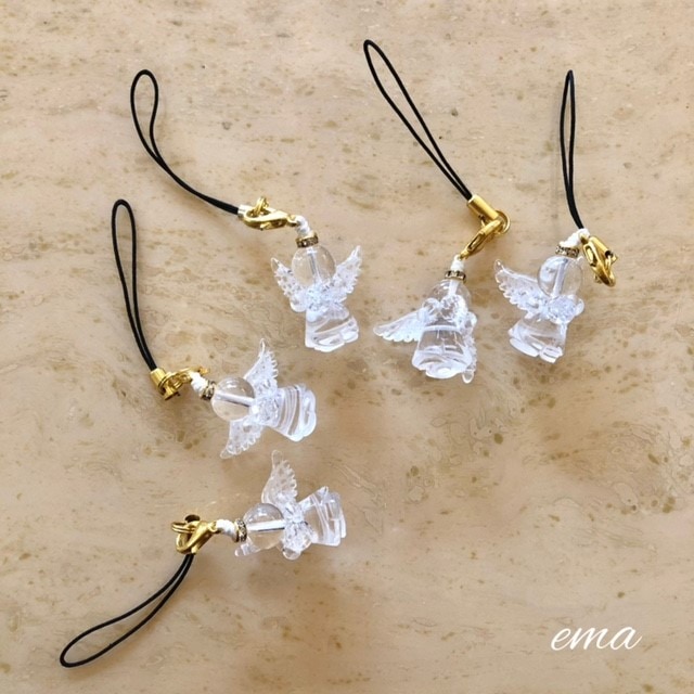 チャーム ハンドメイド 天然石 水晶 天使 可愛い】全部天然石で作った