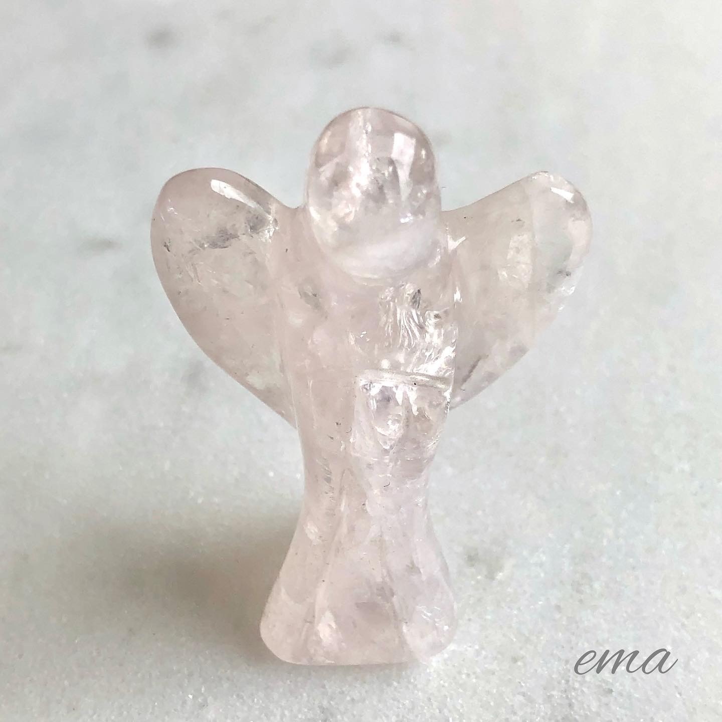 超美石】エンジェル（天使） ローズクォーツ お守り石（虹入り）NO.1