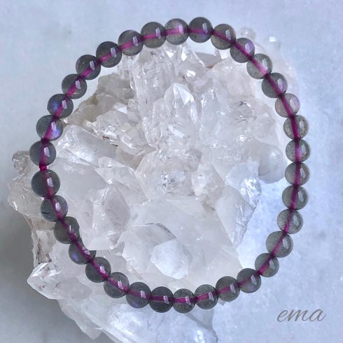 稀少パープルラブラドライト天然石ブレスレット