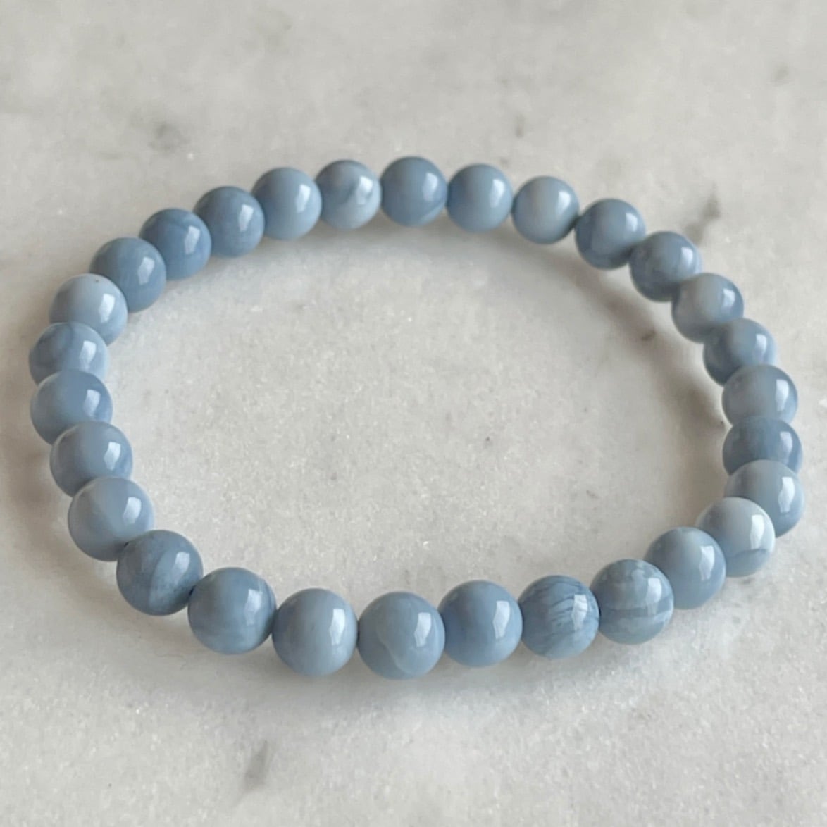 可愛い♡ペールブルー♡ブルーコモンオパール6.4-6.8mmブレスレット① ブルーオパールブレスレット 8.5mm | Mebian