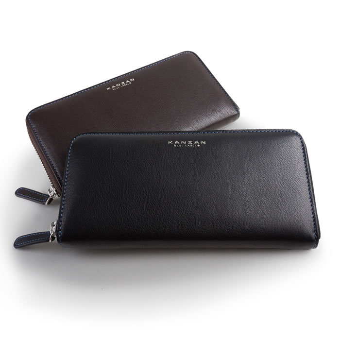長財布 メンズ ファスナー長財布 紳士 財布 男性 本革 ゴート 山羊革 シンプル Kanzan E Mono イーモノ
