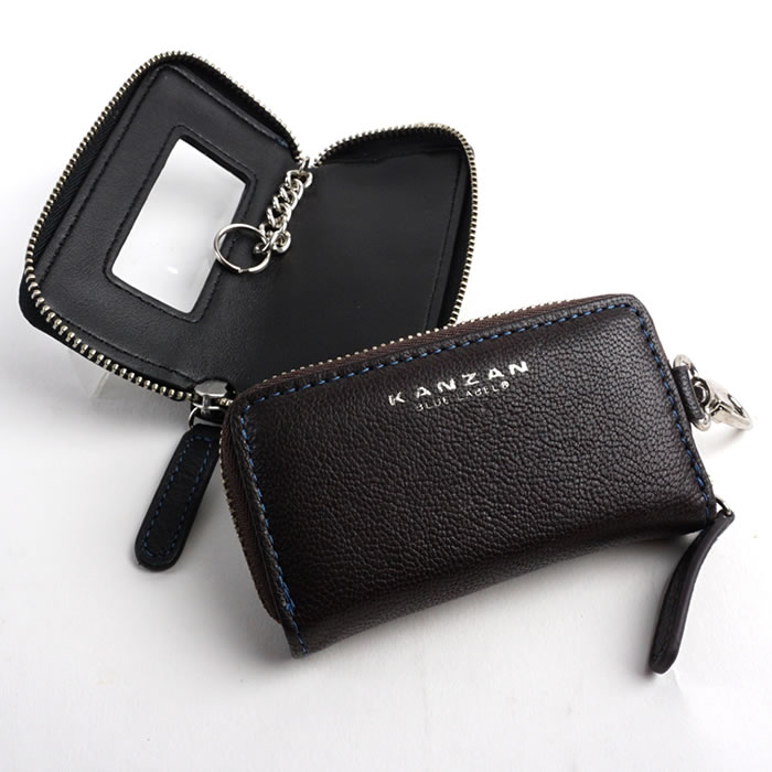 キーケース メンズ スマートキー 紳士 男性 鍵 ファスナー 本革 ゴート 山羊革 シンプル Kanzan E Mono イーモノ