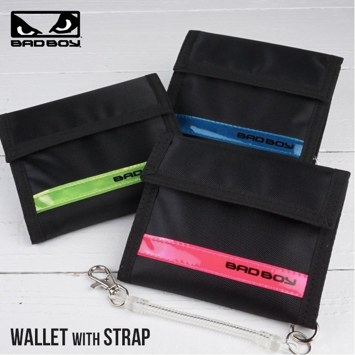財布 メンズ 三つ折り財布 小銭入れあり コインケース マジックテープ ストラップ付き バイカラー バッドボーイ Bad Boy ビビットカラー E Mono イーモノ