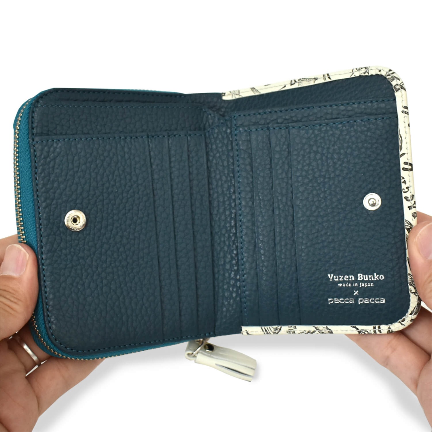 友禅文庫×paccapacca JOCKEY ラウンドファスナー二つ折り財布｜e-mono