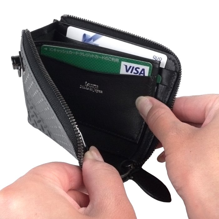 財布 L字ファスナー コンパクト メンズ 牛革 本革 日本製 レザー 漆