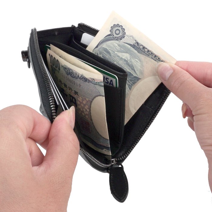 財布 L字ファスナー コンパクト メンズ 牛革 本革 日本製 レザー 漆