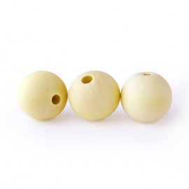 30mm 3個入 ナチュラルウッドビーズ 丸玉 【宅配便】|ビーズ|その他