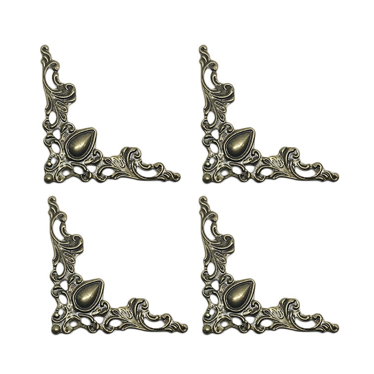 4個入 41mm×41mm 透かしパーツ コーナー金具 ブロンズトーン / 塗装