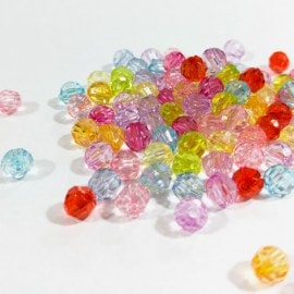 6mm アソート100個入 アクリルビーズ ミラーボールカット クリアカラー / ファセットカット 半透明 カラフル ミックス 手芸 プラビーズ ダイヤカット 多面 スペーサー【ゆうパケット対応】|ビ