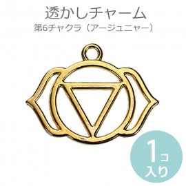 1個入 透かしチャーム レース模様風 第6チャクラ アージュニャー 金メッキ / Chakra マントラ ヨガ スピリチュアル サードアイ アジナー 第六感 第三の目 オルゴナイト【ゆうパケット対応】