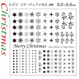 レジン封入用コラージュフィルム クリスマス 雪の結晶 / スノーフレーク スノークリスタル snowflake snowcrystal star スター 星 ツタ 蔦 蔓 つる 飾り 透明シート 手作