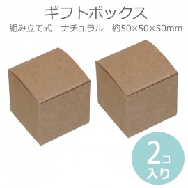 50×50mm 2枚入 ギフトボックス 組み立て式 ナチュラル / 箱 小箱 クラフトボックス アクセサリーボックス box ラッピング 材料 備品 プレゼント 包装 ブラウン ナチュラル【ゆうパケッ