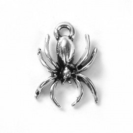 3個入 約18×12mm メタルチャーム スパイダー 銀古美 / クモの巣 スパイダー ハロウィン 網目 アンティークレトロ 装飾 ペンダントパーツ アクセサリーパーツ【ゆうパケット対応】|チャーム|
