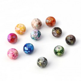 約8mm アソート30個入 アクリルビーズ カラフルマーブル 穴約1.6mm / 半透明 スペーサー ミックス MIX ポスターカラー 光沢無し プラスティック プラスチック カラフル POP ポップ