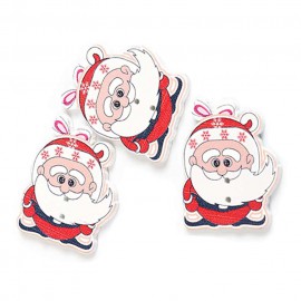 約35×27mm 5個入 ウッドボタン サンタクロース 2つ穴 アソート / 木製ボタン Xmas サンタさん 冬のモチーフ イラストボタン ハンドメイド材料【ゆうパケット対応】|ボタン|その他