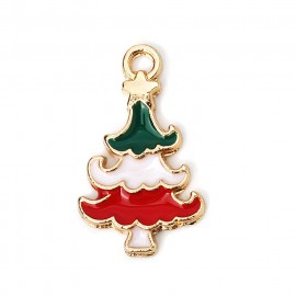 1個入 約20×12×1.8mm メタルチャーム クリスマスツリー / クリスマス xmas ツリー tree オーナメント ペンダントトップ【ゆうパケット対応】|チャーム|その他