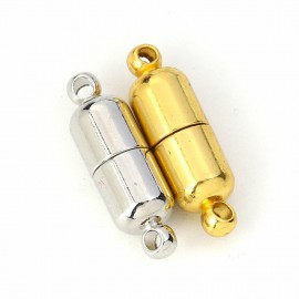 マグネット式 クラスプ カプセル型 金メッキ / シルバートーン 約20×6mm 1個入 / エンドパーツ 磁石 留め具 ネックレス ペンダント ストラップ 【ゆうパケット対応】|アクセサリーパーツ|