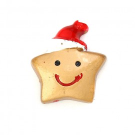 2個入 約26×22×7mm プラスチックカボション スター君 / xmas クリスマス オーナメント 装飾 樹脂パーツ 貼り付けパーツ 埋め込み 素材 ラメ きらきら デコパーツ セッティングパーツ