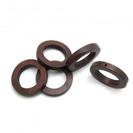 約30mm 内円20mm  5個入 ウッドビーズ リング ブラウン 厚さ5mm 穴約1.7mm ニスあり / ニス色 パーツ ハンドメイド 木製 スペーサー フープ 環 わっか 環状 模様 ナチュラル