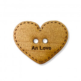 木製 アガチス 名入れボタン 2つ穴 ハート 50mm 厚さ:3mm アンシャンテラボ / ヘアアクセサリー 飾りボタン ハート heart ネームボタン 名入れ ギフト チャーム ワンポイント プレ