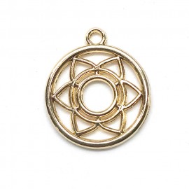 1個入 23mmx 20mm 透かしチャーム レース模様 第3チャクラ マニプーラ 金メッキ / Chakra マントラ ヨガ スピリチュアル オルゴナイト【ゆうパケット対応】|チャーム|その他