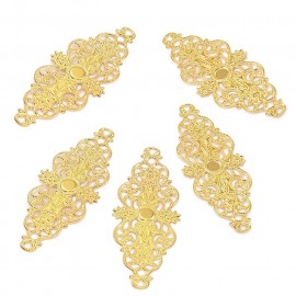 5個入 約62×24×0.2mm 透かしパーツ ツタ模様 金メッキ / アンティーク風 ヴィンテージ風 レトロ 装飾パーツ アイビー 蔓模様 レース風 飾り ハンドメイド デコレーション DIY レリ