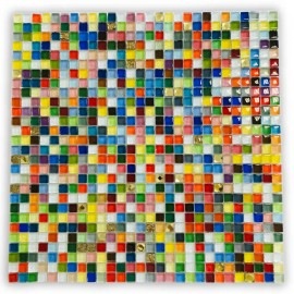 10mm×10mm×4mm 784個入 ガラスタイル カラフルミックス / お得 ガラスモザイクタイル 装飾パーツ キャンディーカラー ゴールドカラー クリアカラー クラフト デコパーツ 貼り付けパー