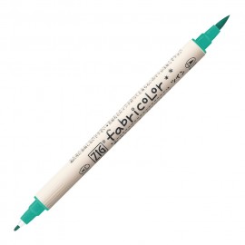【呉竹】ZIG FABRICOLORツイン ターコイズグリーン（1個入）/布用 名前書き 学校用品 布ぬりえ 塗り絵 上靴 イラスト デザイン ファブリック ジグ  軟筆 細芯 筆ペン ペン マーカー