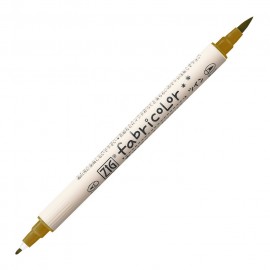 【呉竹】ZIG FABRICOLORツイン ダークオートミール（1個入）/布用 名前書き 学校用品 布ぬりえ 塗り絵 上靴 イラスト デザイン ファブリック ジグ  軟筆 細芯 筆ペン ペン マーカー