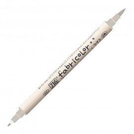 【呉竹】ZIG FABRICOLORツイン ウォームグレイ（1個入）/布用 名前書き 学校用品 布ぬりえ 塗り絵 上靴 イラスト デザイン ファブリック ジグ  軟筆 細芯 筆ペン ペン マーカー 細