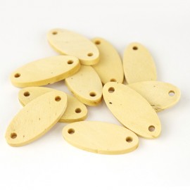 10個入 30×14×2.8mm ナチュラルウッドチャーム コネクタ 楕円 穴2.5mm / 木製チャーム 木のチャーム 無垢 木目 天然 オーバル だえん ハンドメイド資材【ゆうパケット対応】|チャ
