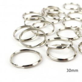 30mm シルバー 30個入 二重マルカン 二重リング / 2重カン 2重リング 繋ぎパーツ 接続金具 ハンドメイド資材 修理パーツ 補修備品 合金製【ゆうパケット対応】|アクセサリーパーツ|その他