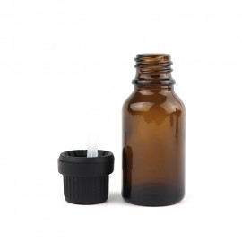 15ml 1個入 遮光瓶 茶色 ドロッパー付 28mm×65mm Φ10.5mm / 遮光ビン ガラスボトル ガラス製 保存用 ブラウン アロマオイル エッセンシャルオイル 精油 蓋付 ガラス瓶 キャ