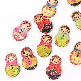 約19mm×30mm 10個入 マトリョーシカ 穴1.5mm / クリスマス Xmas 人形 ロシア 民族 手芸用品 ハンドメイド材料【ゆうパケット対応】|ボタン|その他