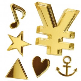 アクリル製 ミラー ゴールド 切り抜き文字 マーク・記号 14cm 厚さ3mm アンシャンテラボ / 切り文字 切文字 パーツ ローマ字 ハンドメイド クラフト DIY 表札 ネームプレート 看板 ウ