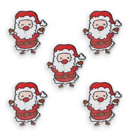 約29mm×33mm 5個入 ウッドボタン 楽しいサンタクロース 円型 二つ穴 穴2mm/ クリスマス Xmas Santa 手芸用品 ハンドメイド材料【ゆうパケット対応】|ボタン|その他
