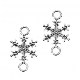 2個入  21mm×36mm コネクターパーツ 雪の結晶 銀古美/ クリスマス Xmas スノーフレーク パーツ シルバー 金属製 亜鉛合金製 アクセサリーパーツ ハンドメイド材料【ゆうパケット対応】