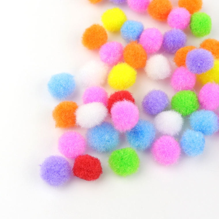 約10mm アソート 1パック 化繊製 ポンポン ボンボン 穴無し / ぼんぼん