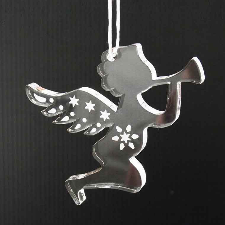 アクリル製 クリスマスオーナメント 5mm厚 天使 アンシャンテラボ / 紐付き Xmas 飾り 装飾 ツリー飾り デコレーション 【無料ギフトボックス付】【ゆうパケット対応】