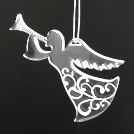 アクリル製 クリスマスオーナメント 5mm厚 天使（女） アンシャンテラボ / 紐付き Xmas 飾り 装飾 ツリー飾り デコレーション 【無料ギフトボックス付】【ゆうパケット対応】|オーナメント|ア