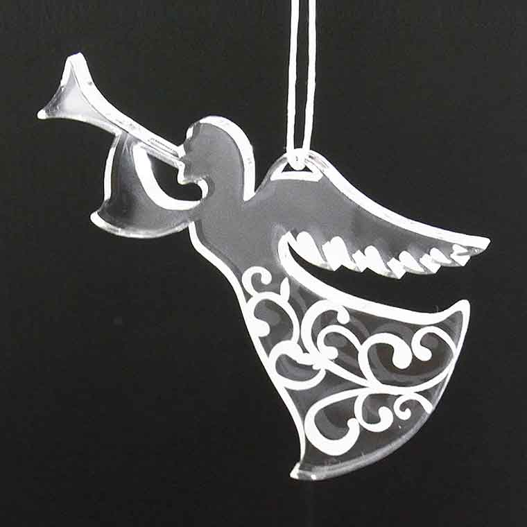 アクリル製 クリスマスオーナメント 5mm厚 天使（女） アンシャンテラボ / 紐付き Xmas 飾り 装飾 ツリー飾り デコレーション 【無料ギフトボックス付】【ゆうパケット対応】