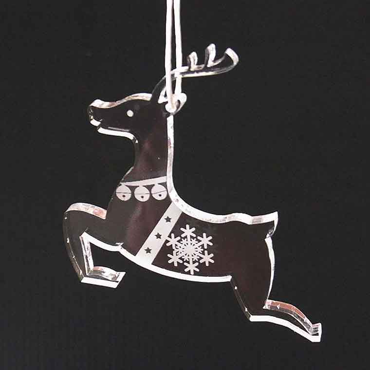 アクリル製 クリスマスオーナメント 5mm厚 トナカイ アンシャンテラボ / 紐付き Xmas 飾り 装飾 ツリー飾り デコレーション 【無料ギフトボックス付】【ゆうパケット対応】