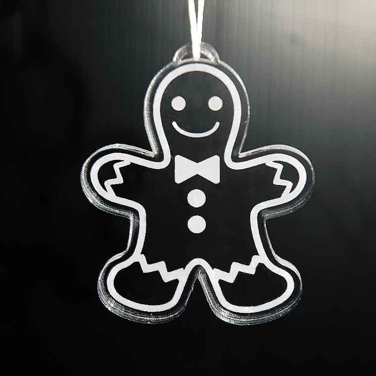 アクリル製 クリスマスオーナメント 5mm厚 ジンジャーマン アンシャンテラボ / 紐付き Xmas 飾り 装飾 ツリー飾り デコレーション 【無料ギフトボックス付】【ゆうパケット対応】