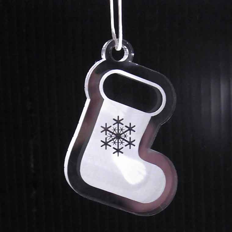 アクリル製 クリスマスオーナメント 5mm厚 靴下 アンシャンテラボ / 紐付き Xmas 飾り 装飾 ツリー飾り デコレーション 【無料ギフトボックス付】【ゆうパケット対応】